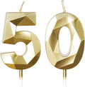 Yiran 50th Birthday Candles, Gold Number 50 Happy Birthday Candles, Cake Topper Decorations for Birthday Party, Wedding Anniversary Celebration Supply
