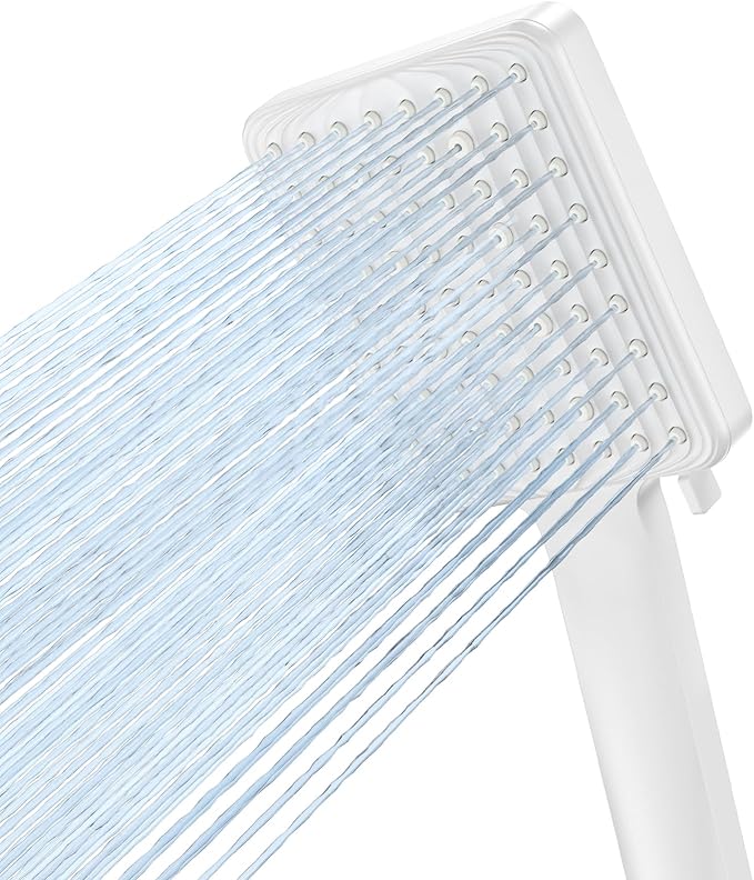 VOXON Shower Head High Pressure, Rainfall Shower Heads with 6 Spray Modes, Power Water Saving ShowerHead, Universal Square Shower Head, Handheld Large Rain Shower Heads for Electric Shower, White