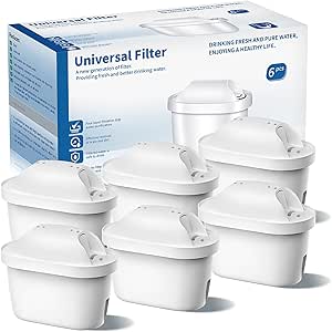 Water Filter Cartridges Compatible with Brita® Marella® Jug Kettle, Water Filter Replacement for Brita® Maxtra+® Plus Maxtra Pro® All-in-1 Reduces Impurities (6, Classic)