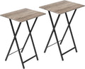 HOOBRO Side Table 2 Set, Folding Tables, TV Tray Table for Eating, Small Sofa End Laptop Drinks Coffee Tables for Small Space, Living Room, Industrial, Metal Frame, Greige and Black EBG25BZ01