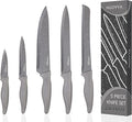 nuovva Professional Kitchen Knife Set – 5Pcs Stainless Steel Grey Granite Knife Set - Sharp & Non Stick Blades Lightweight – Chef, Bread, Utility, Filleting & Paring Tools