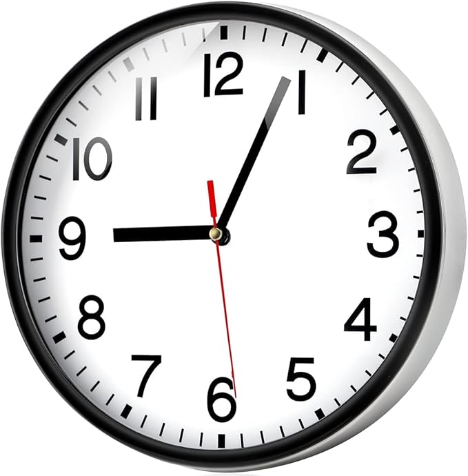 Wall Clock Silent & Non Ticking Modern Quartz 9"- Battery Operated Digital Quiet Sweep Office/home/school/Kitchen Decor Clocks