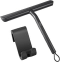 Vinabo Silicone Squeegee Shower Cleaner with Hook, Black Shower Scraper for Bathroom, Kitchen, Car, Window and Glass Cleaning
