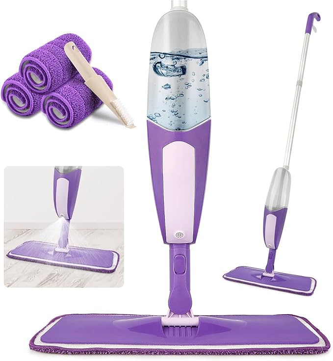 Spray Mops for Cleaning Floors - Microfibre Floor Mop with 3PCS Washable Pads 550ML Refillable Bottle Kitchen Dust Dry Wet Mop for Cleaning Hardwood Laminate Wood Ceramic Tiles