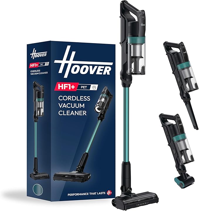 Hoover HF1 Plus Pet Cordless Stick Vacuum Cleaner with Anti Hair Wrap, Turbo Suction Mode, Up to 45min Runtime, with Motorised Pet Tool, Multi-Floor Nozzle and Crevice Tool [HF1P10P]