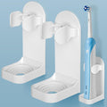 HOMMAND Electric Toothbrush Holder 2 Packs, Upgraded Strong Adhesive Electric Toothbrush Holder Wall Mounted, Adjustable Electric Toothbrush Stand Toothbrush Organizer for Bathroom (Universal), White