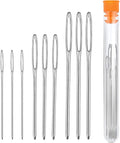 Jaimela 9 Pieces Hand Sewing Needles, 3 Sizes Universal Large Eye Steel Sewing Needles with Transparent Bottle for Knitting Sewing, Craft Creations (5.2cm, 6cm, 7cm)