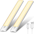 OUILA Under Cabinet Kitchen Lights, 3000K Cold White 32 LED Motion Sensor Lights Indoor, 1000mAh USB-C Rechargeable LED Lights for Cupboard, Kitchen (20.5cm - 2Pack, Warm)[Energy Class A]