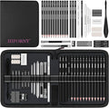 HIFORNY 42 PCS Drawing Set, Sketching Kit with Graphite and Charcoal Pencils, Blending Tools, Erasers & Accessories in Portable Zipped Case for Artists, Students & Beginners