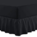 Plain 100% Egyptian Cotton Fitted Valance Sheet | Easy Care 16" / 40cm Extra Deep Frilled Valance Fitted Bed Sheet - Machine Washable - Single Double King Size (Black, 4FT - Small Double)