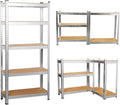 5 Tier Garage Shelves Metal Storage Shelving Heavy Duty Shed Storage Racking Unit Adjustable Boltless for Warehouse Workshop Office (Silver, 90x40x180cm)