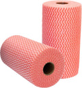 J Cloths On Rolls，Reusable Cleaning Cloths, Kitchen Cleaning Towels，Soft and Durable, Total Pack of 200, Red.