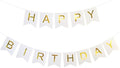 Happy Birthday Banner, Birthday Decorations Versatile, Beautiful, Swallowtail Bunting Flag Garland, Chic White (13 Pieces)