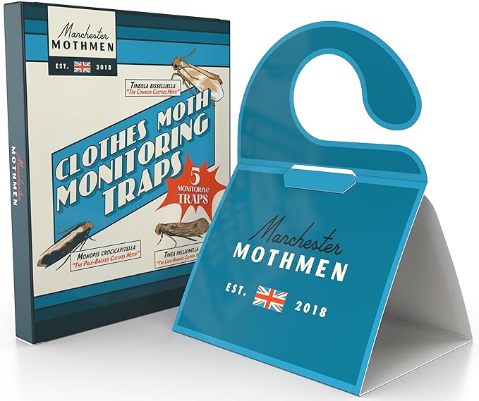 Clothes & Carpet Moth Monitoring Traps | 5 Sticky Pheromone Monitoring Traps for Wardrobe | Premium Moth Monitoring Catchers Indoors