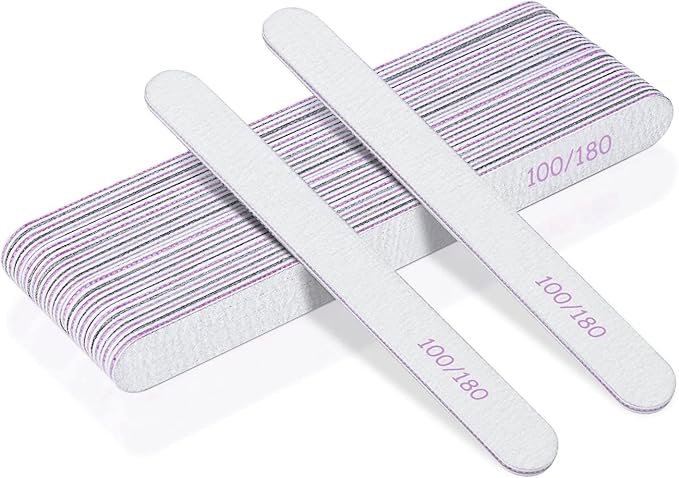 URAQT Professional Nail Files 100/180 Grit, 15 PCS Double Sided Emery Boards Washable Nail Files, Fingernail Buffering Files Manicure Tools Nail Styling Tools (Grey)