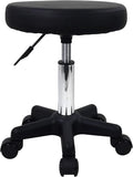 FURWOO Round Rolling Stool with Wheels Height Adjustable Spa Stool for Salon Massage Home Kitchen Black