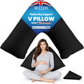 Rohi Orthopaedic V Pillow with Pillowcase – Anti Allergy Triangle pillows for Adults, Nursing, Maternity & Pregnancy – Extra Hollowfibre Cushioning to Supports Neck, Head & Back (Black)