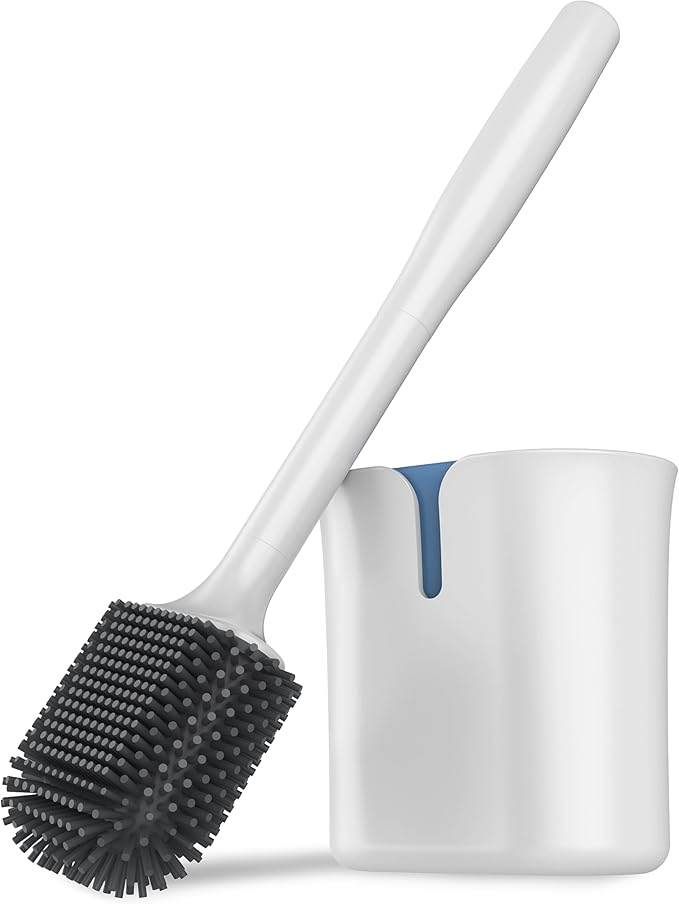 MR.SIGA Toilet Bowl Brush and Holder, Toilet Brush with Durable and Flexible TPR Bristles, Wall Mounted Toilet Brush Cleaner for Bathroom Cleaning, White, 1 Pack