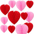 12 Pcs Honeycomb Balls Hanging Sets for Valentines Decorations,Valentines Hanging Decorations for Home Theme Party Oranment,Heart Honeycomb Centerpiece Red Pink for Engagement Wedding Anniversary