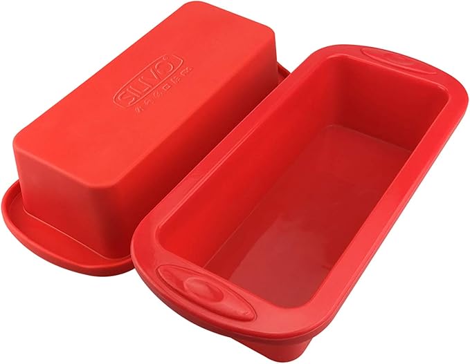 SILIVO Silicone Bread & Loaf Tins for Baking 22x9x6 cm, 2Pcs Rectangle Cake Tin, Nonstick Silicone Cake Moulds for Baking, Bread Baking Pans for Loaves