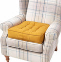 HOMESCAPES Mustard Armchair Booster Cushion Large Firm 50cm Square Seat Pad with Supportive 10 cm Thick Lift Soft Touch Cotton Dark Yellow Cushion For The Elderly, Post-Operative and Pregnancy