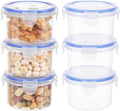 6 Pack 300ml Round Food Containers with Lids Airtihgt, Plastic Reusable Snack Pots with Clip Lock, Leak-proof Small Storage Container Set Stackable for Yoghurt, Fruit, Snack