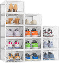 HOMIDEC Shoe Storage Box,12 pcs Stackable Shoe Boxes Clear Plastic Shoe Organizer Shoe Containers with Lids for Women/Men,Fit UK 9.5