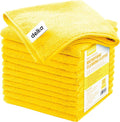 delka Microfibre Cleaning Cloths –Multi-Purpose, Ultra Soft & Lint-Free –Reusable, Streak-Free for Kitchen, Car, Glass, Windows & Electronics (Yellow, 12 Pack)