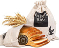 2 Pack Plastic Lined Bread Bags for Homemade Bread/Keeping Bread Fresh - Eco Friendly Linen Storage Bags - 44cm x 35cm XL