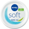 NIVEA Soft Moisturising Cream (500ml), 48H Face Moisturiser for Face, Body and Hands with Vitamin E and Jojoba Oil, Hand Lotion Moisturises Deeply, Vegan Formula Day Cream