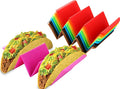 ASelected Taco Holder Stands 8 Pack, Colorful Taco Rack Holders, Premium Large Taco Tray Plates Holds Up to 3 or 2 Tacos Each, Very Hard and Sturdy, Dishwasher & Microwave Safe