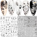 jmeowio 10 Sheets Spring Flowers Nail Art Stickers Decals Self-Adhesive Black White Blossom Floral Nail Supplies Nail Art Design Decoration Accessories
