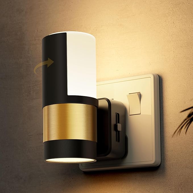 LOHAS-LED Plug in Night Light, Night Light Plug in Wall with Dusk to Dawn Sensor, Dimmable 0–100LM, Warm White 3000K, 360° Rotatable LED Plug in Nightlight for Hallway, Bedroom