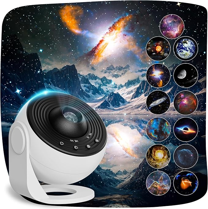 Planetarium Projector for Bedroom, 13 in 1 Galaxy Star Projector Light, Nebula Night Light with Timer, LED Space Galaxy Lamp Room Decor for Adults Kids, White[Energy Class E]