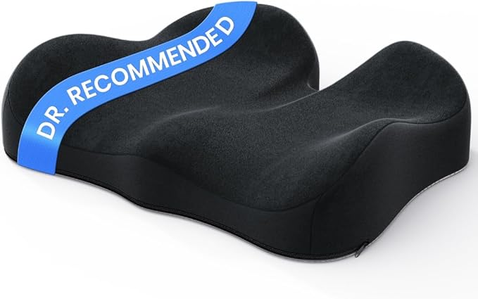 Benazcap Memory Foam Seat Cushions for Tailbone Pain Relief, Office Chair Cushion, Ergonomic Coccyx Cushion for Home, Office, Car and Wheelchair, Car Seat Cushions for Driving, Non-Slip Base, Black