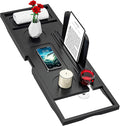 Premium Bath Tray Caddy Black - Bath Trays for Across The Bath - Bamboo Bathtub Tray - Expandable Size, Fits Most Bath Tubs