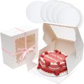10x10x5 Inch Cake Box, 5 Sets White Cake Box with Window ＆ 5 Sets 10 Inch White Cake Round Boards, Cake Containers(25.4x25.4x13cm)