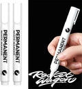 2pcs White Permanent Marker Pen, Waterproof, 2mm White Fabric Pen Quick Dry, for Clothes, Stones, Rock Painting, Ceramic