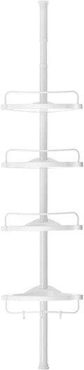 SONGMICS Shower Corner Shelf, 4-Tier Bathroom Shower Shelf, 85-305 cm Adjustable Shower Caddies, Bathroom Organiser, White BCB001A