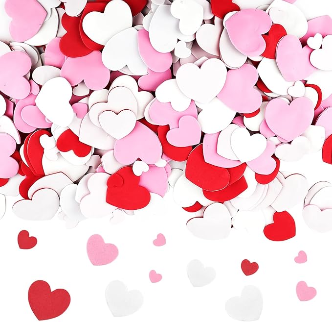 378 PCS Heart Foam Stickers, Self Adhesive Heart Shaped Stickers, 4 Sizes Foam Hearts for Crafts Kids, Love Heart Stickers for Wedding Anniversary Valentine's Day Decoration