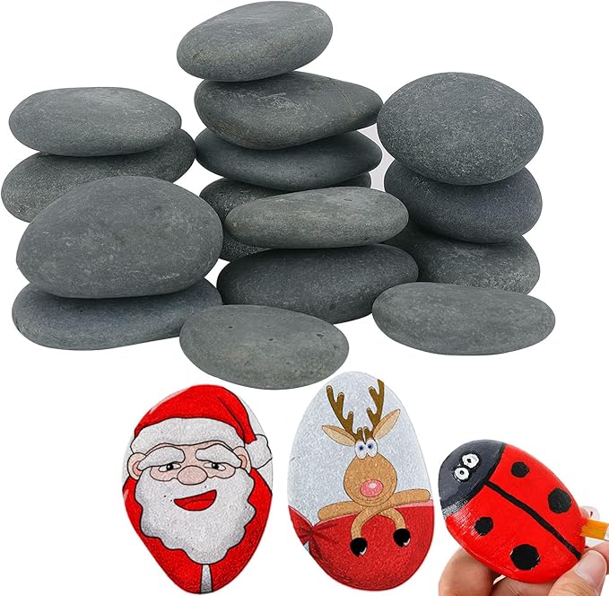 16 Pcs Painting Rock,pebbles for Arts and Craft Painting,Smooth Large Pebbles for painting,Natural river Stone 5-8cm