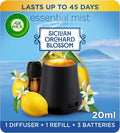 Air Wick Essential Mist Diffuser Kit, Sicilian Orchard Blossom, 1 Device & 1 Refill (20ml), Natural Essential Oils, Last up to 45 Days, Air freshener