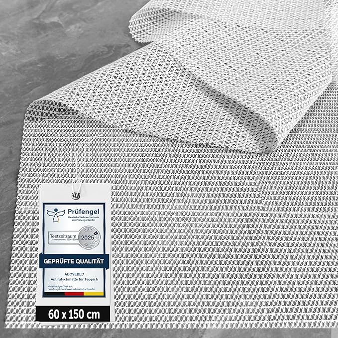 Anti Slip Rug Underlay 60 x 150 cm, Non Slip Mat Cut to Size, Rug Carpet Gripper Liner for Laminate and Wooden Floors, Multipurpose Anti Slip Mat for Drawers, Shelves, and Carpets (White)
