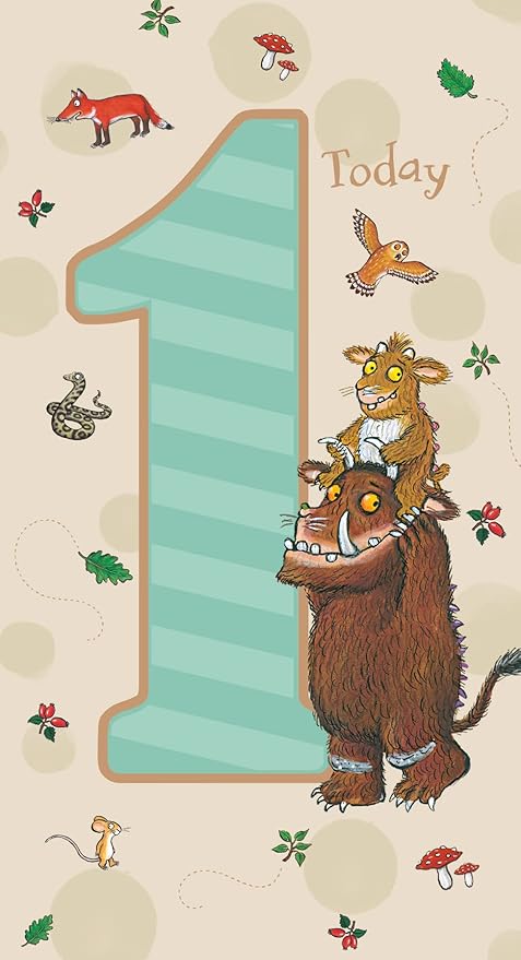 Gruffalo 1st Birthday Card, Childrens Birthday Card For 1st Birthday Celebration, Gruffalo Card For Kids, Officially Licensed Birthday Card