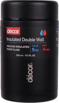 Décor Vacuum Insulated Food Flask | 2-in-1 Hot & Cold Stainless Steel Food Container | 520ml - Black