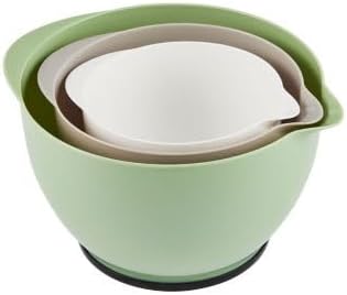 lakeland 3 Nesting Lidded Bowls 1.2L, 2L and 3.4L Non-Slip Base with Easy Pour spout Microwave, Freezer and Dishwasher Safe