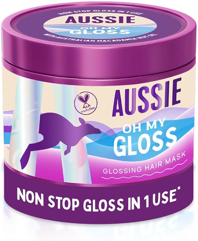 Aussie Oh My Gloss Glossing Hair Mask 500ml, Moisturises and Deeply Nourishes Dry and Dull Hair, Restores Your Natural Gloss, Infused with Australian Macadamia Nut Oil, Vegan and Cruelty-Free