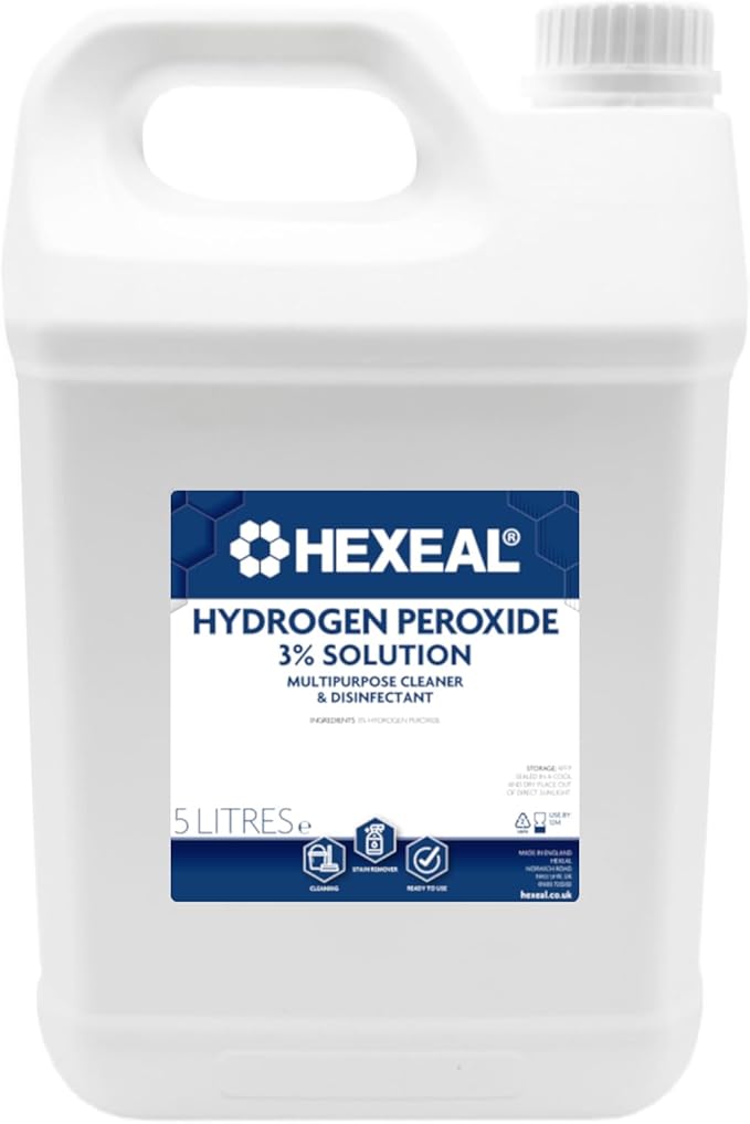 Hexeal Hydrogen Peroxide 5L – 5L of 3% Hydrogen Peroxide – Multipurpose Cleaner, Disinfectant and Stain Remover