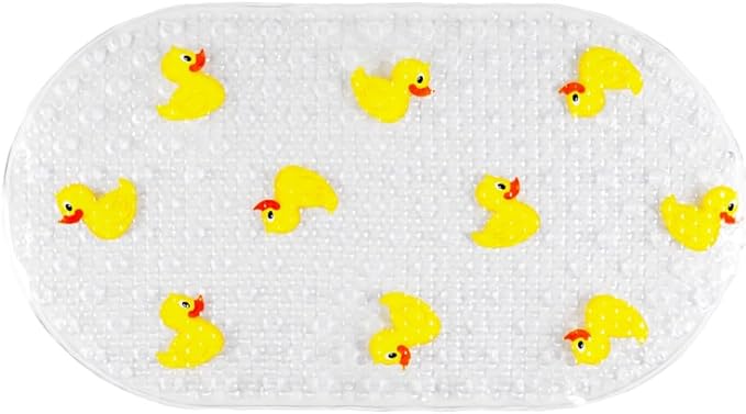 AQUALONA® Premium Child Friendly Ducks Bath Mat - PVC - Comfort Purpose - Shower and Bath. BPA, Latex and Phthalate Free (Ducks)