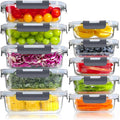 YASHE Glass Containers with Lids, 10 Pack Thick & Durable Food Containers - Stackable Airtight Glass Meal Prep Containers, BPA-Free Food Storage for Microwave, Oven, Freezer and Dishwasher